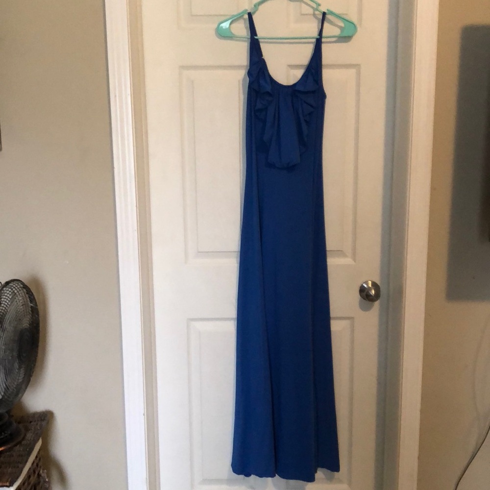 Ruffle front tie back maxi dress